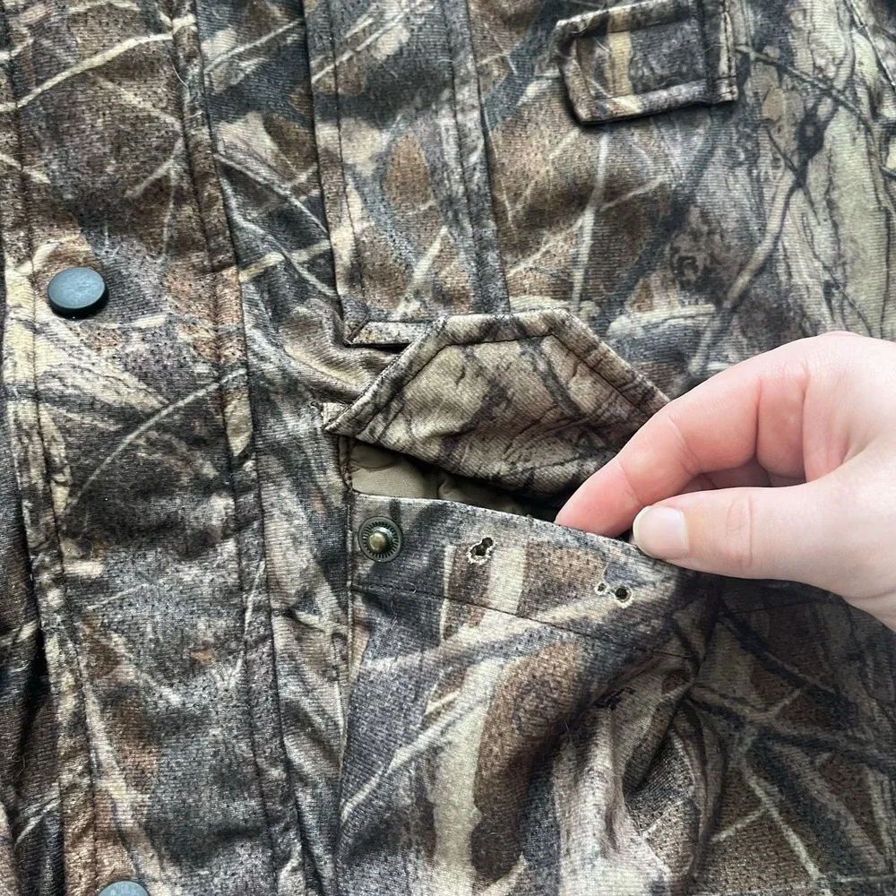 Gamehide Hunting Jacket Mens S Mossy Oak Break-Up Snap Button Zipper Hush Hide